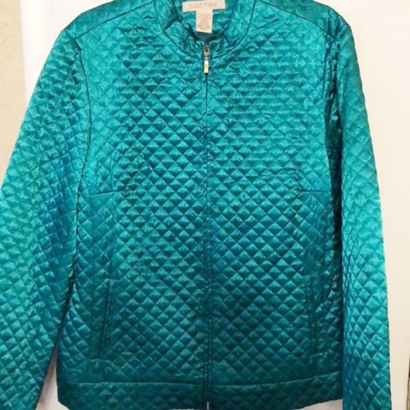 Jacket womens new size L polyester C.L.O.T.H.E.S green zipper pockets quilted - Picture 1 of 2